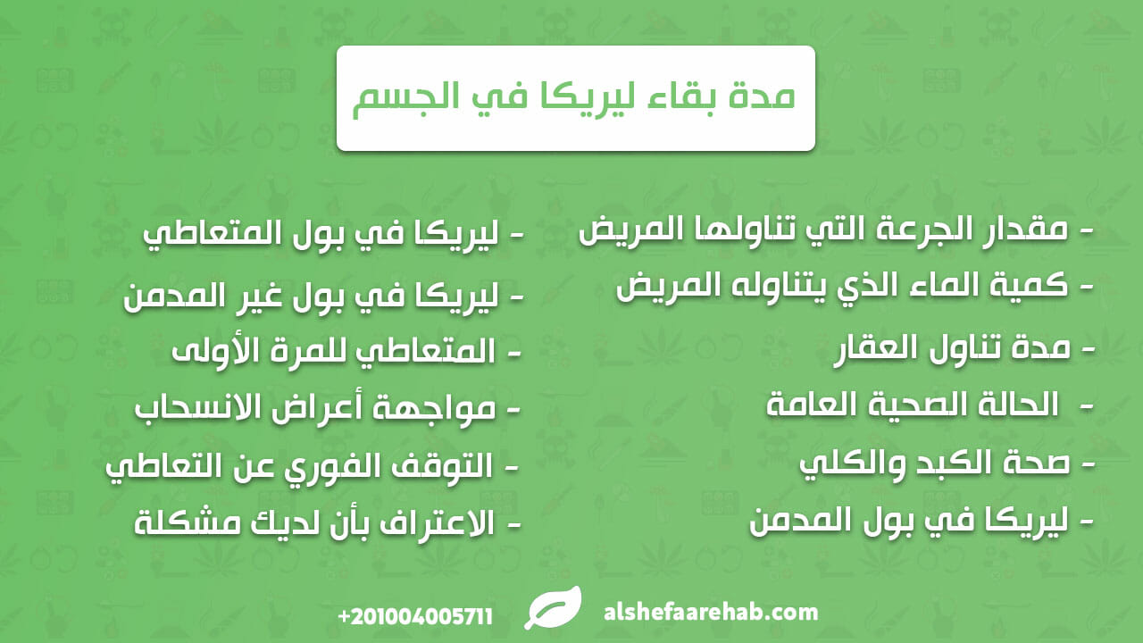 مدة بقاء ليريكا في الجسم